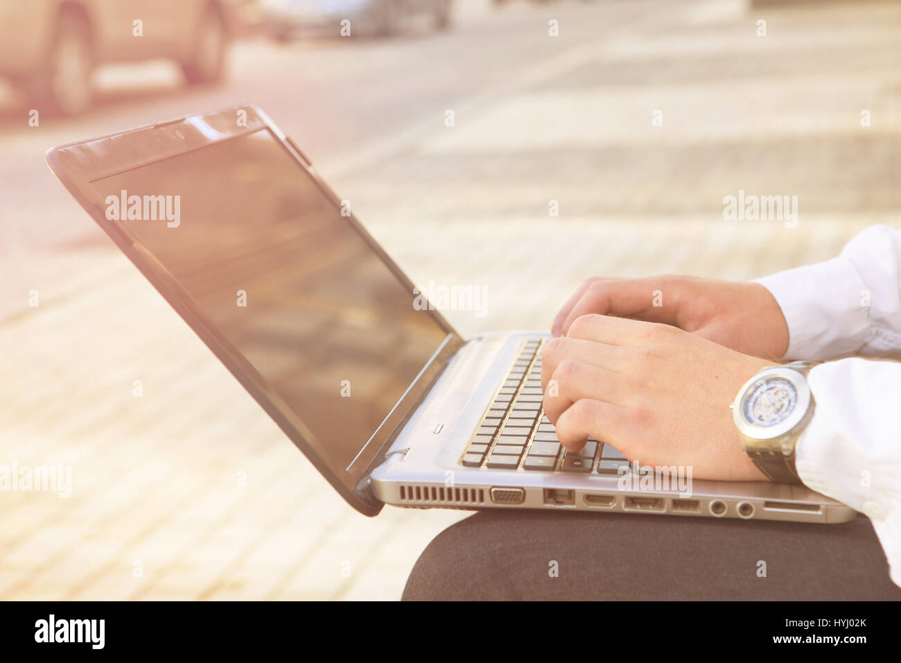 Laptop computer background Stock Photo - Alamy