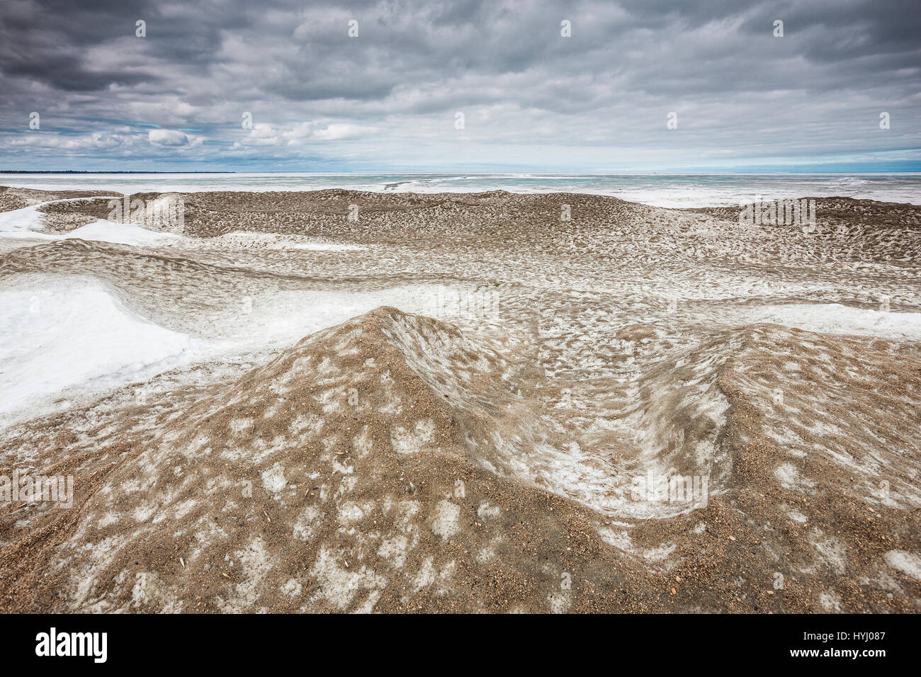 Landscape of frozen Winnipeg lake Stock Photo
