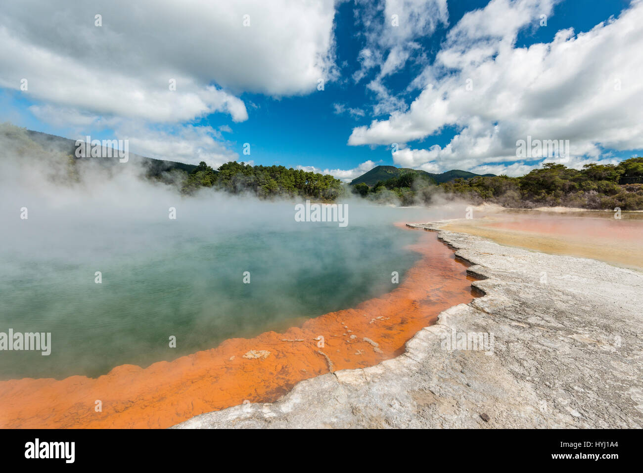 Champagne Pool, hot thermal spring, Waiotapu, Waiotapu, Roturoa, North Island, New Zealand Stock Photo