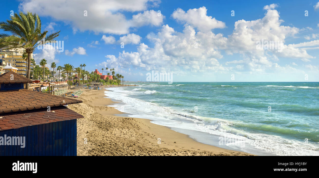 Beach Bil-Bil on Benalmadena coast. Malaga province, Andalusia, Spain Stock Photo