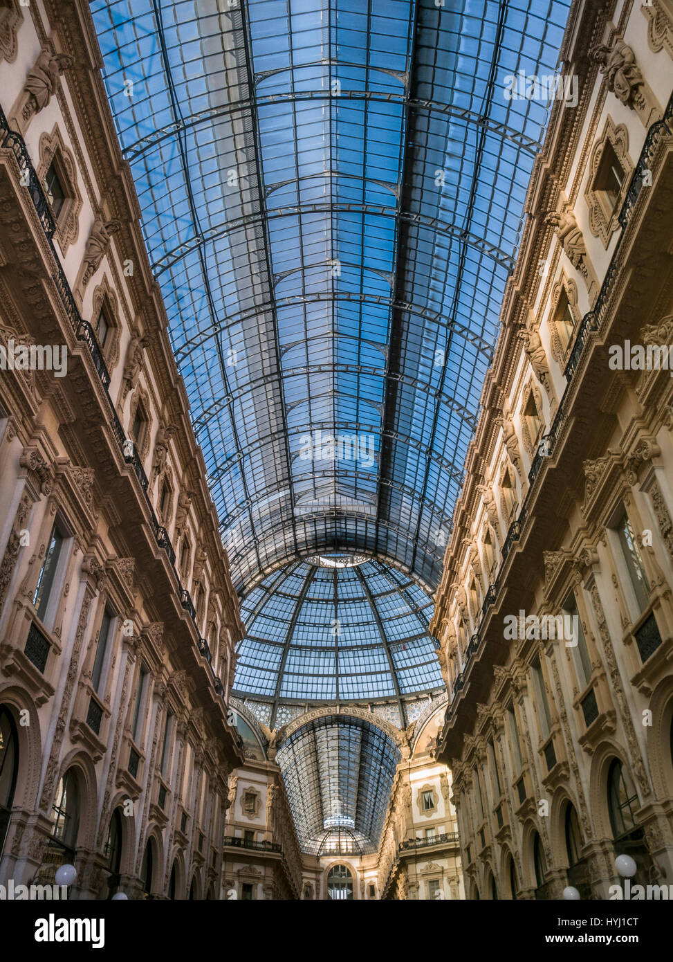 Glass roof of Galleria Vittorio Emanuele II, Milan, Italy Stock Photo