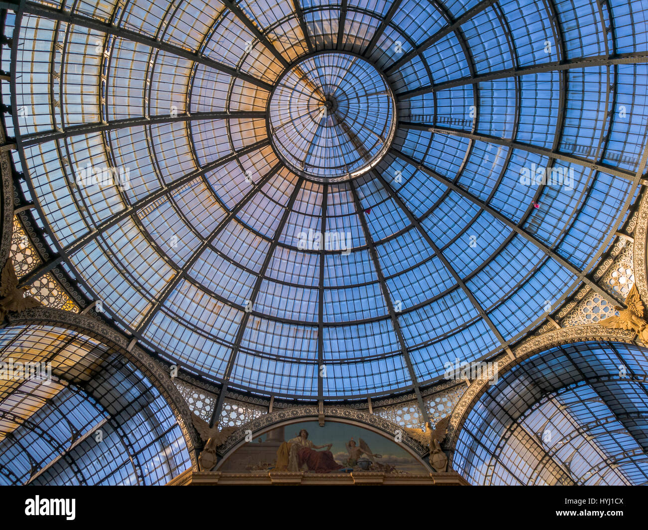 Glass dome of Galleria Vittorio Emanuele II, Milan, Italy Stock Photo