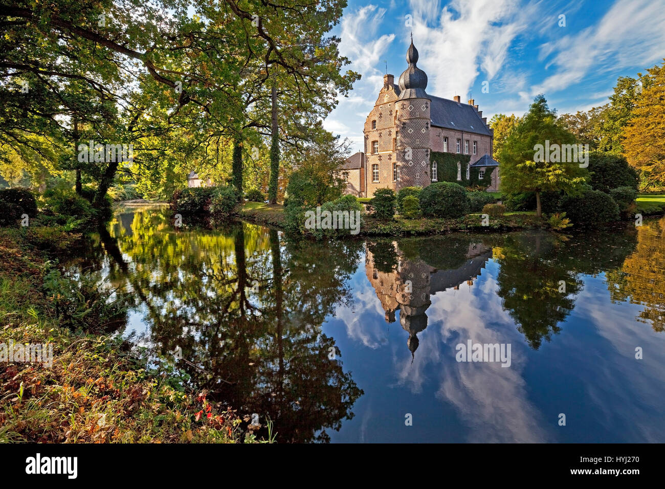 Water Castle Wissen, Weeze, Niederrhein, North Rhine-Westphalia, Germany Stock Photo
