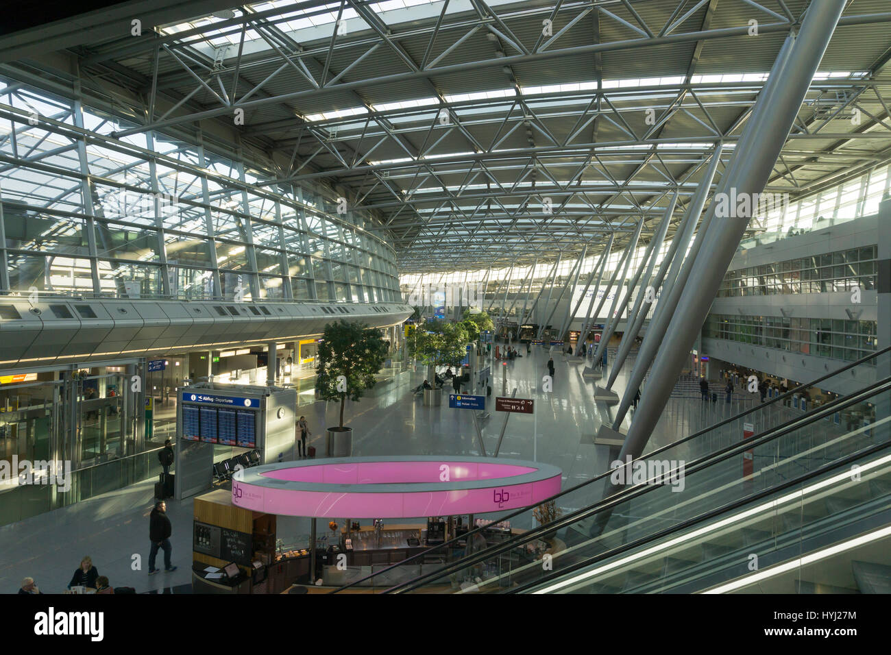Departure hall Airport Düsseldorf, Düsseldorf Airport, Düsseldorf, North Rhine-Westphalia, Germany Stock Photo