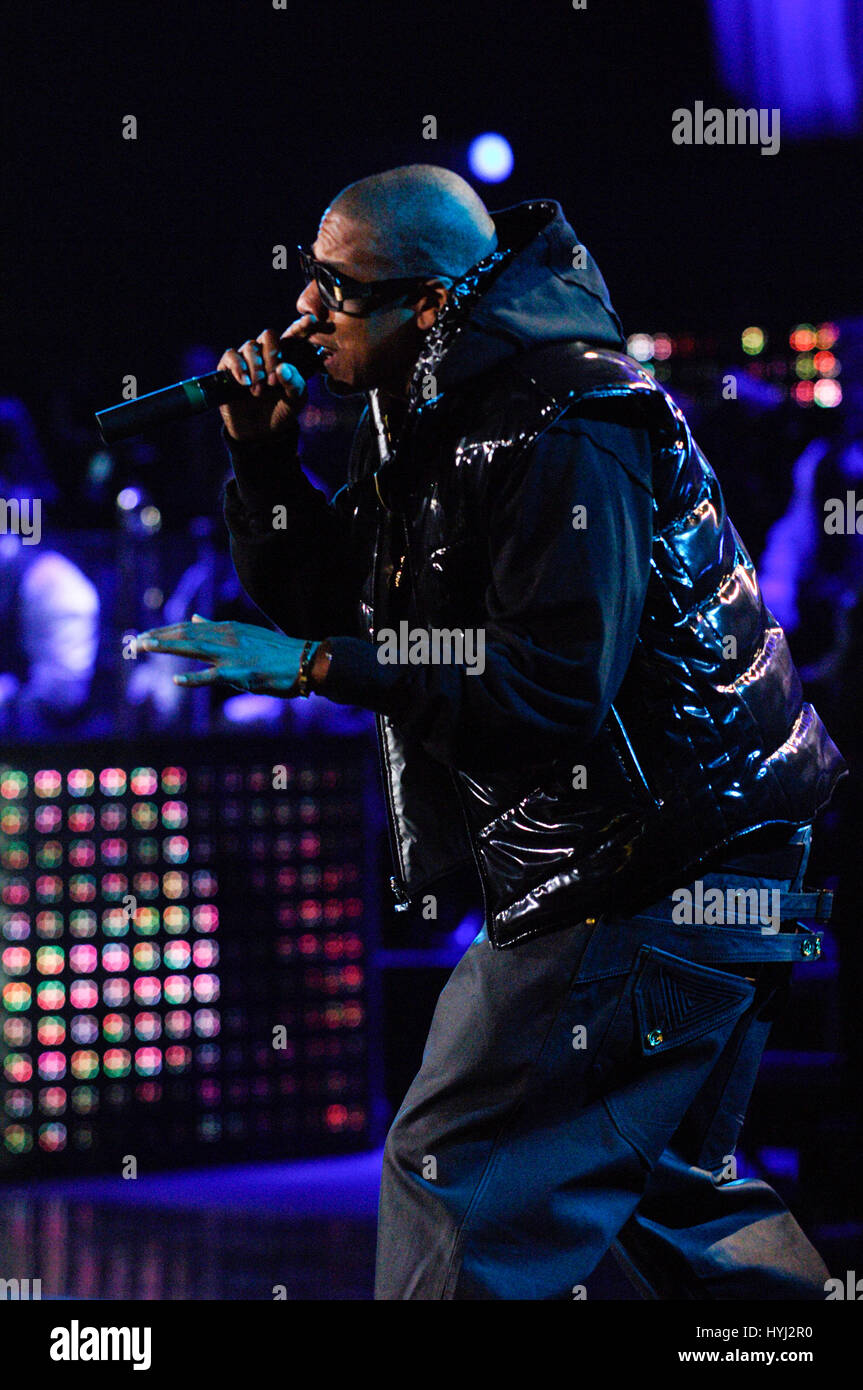 Rapper Shawn Carter aka JayZ performing at the Verizon Wireless Amphitheatre in Irvine Stock