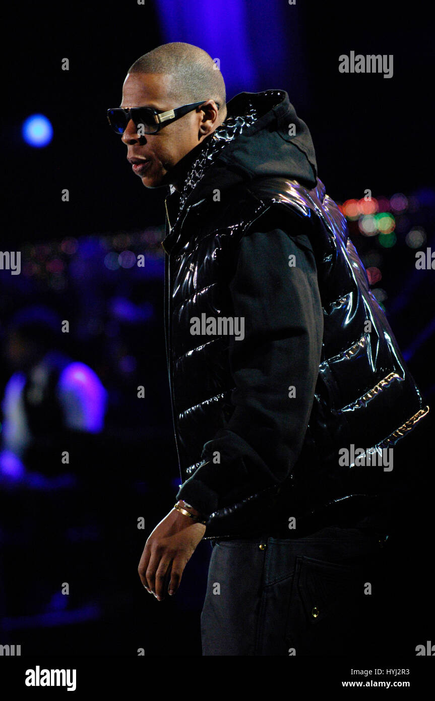 Rapper Shawn Carter aka JayZ performing at the Verizon Wireless