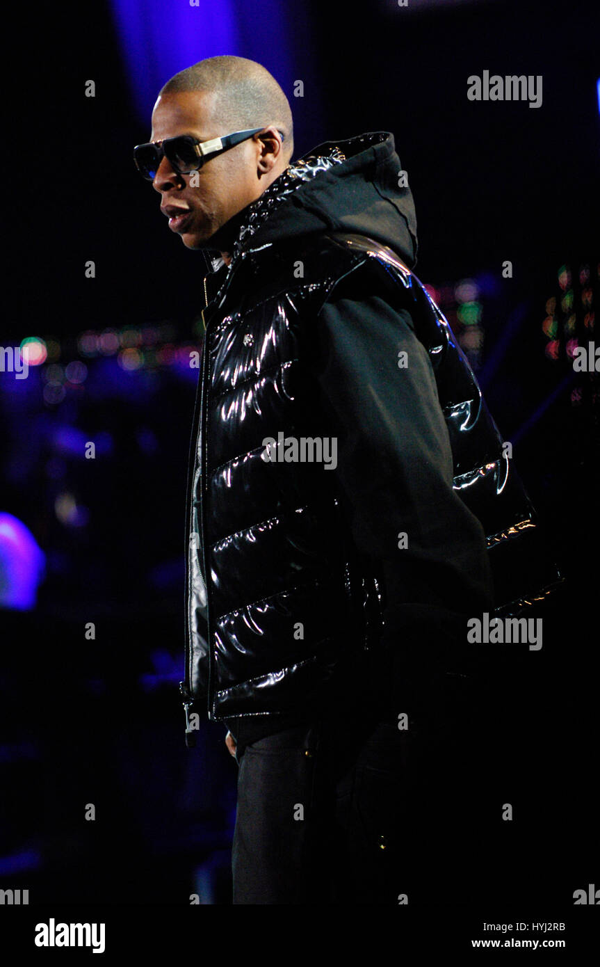 Rapper Shawn Carter aka JayZ performing at the Verizon Wireless Amphitheatre in Irvine Stock