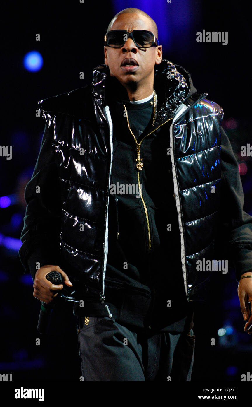 Rapper Shawn Carter aka JayZ performing at the Verizon Wireless Amphitheatre in Irvine Stock