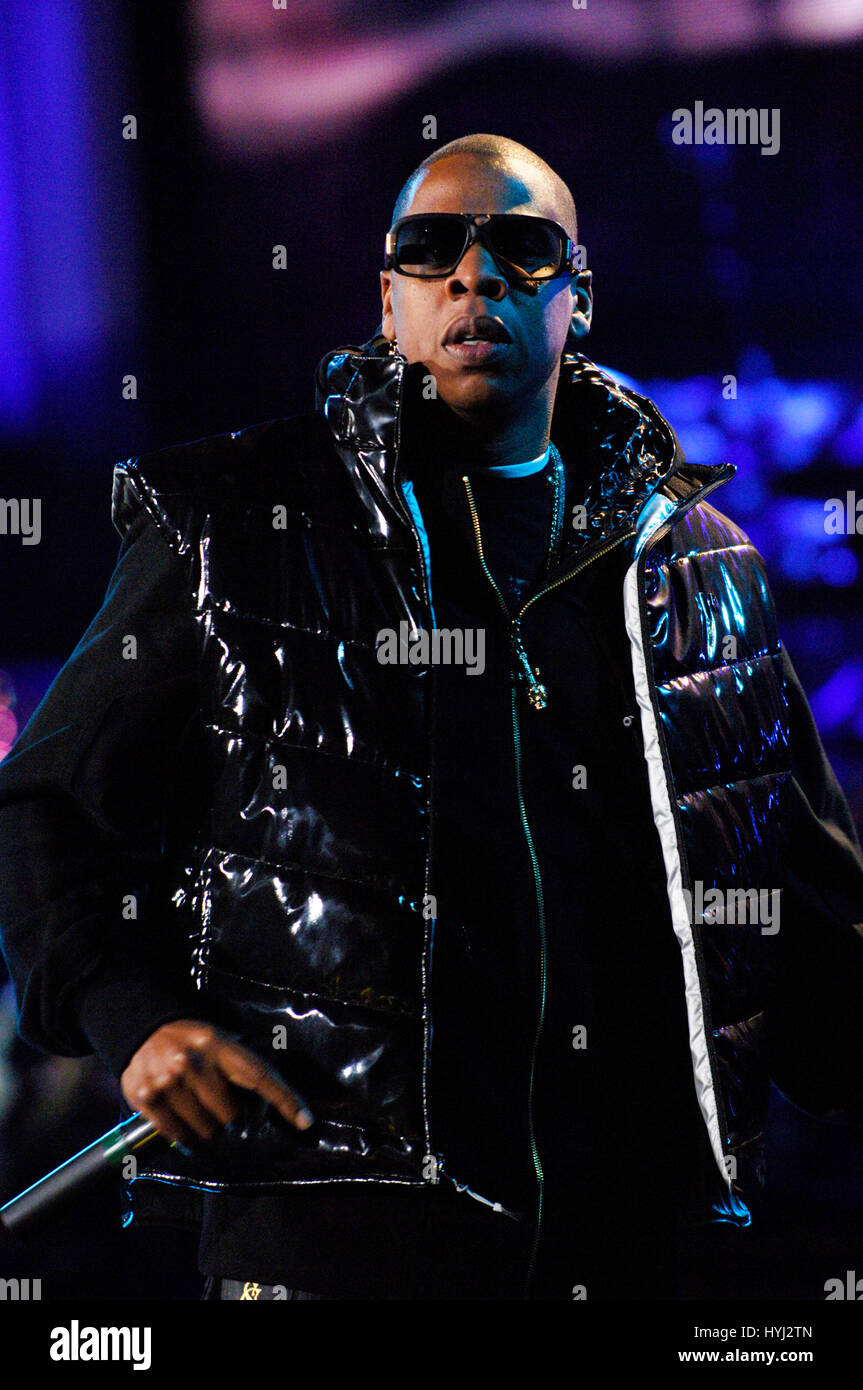 Rapper Shawn Carter aka JayZ performing at the Verizon Wireless