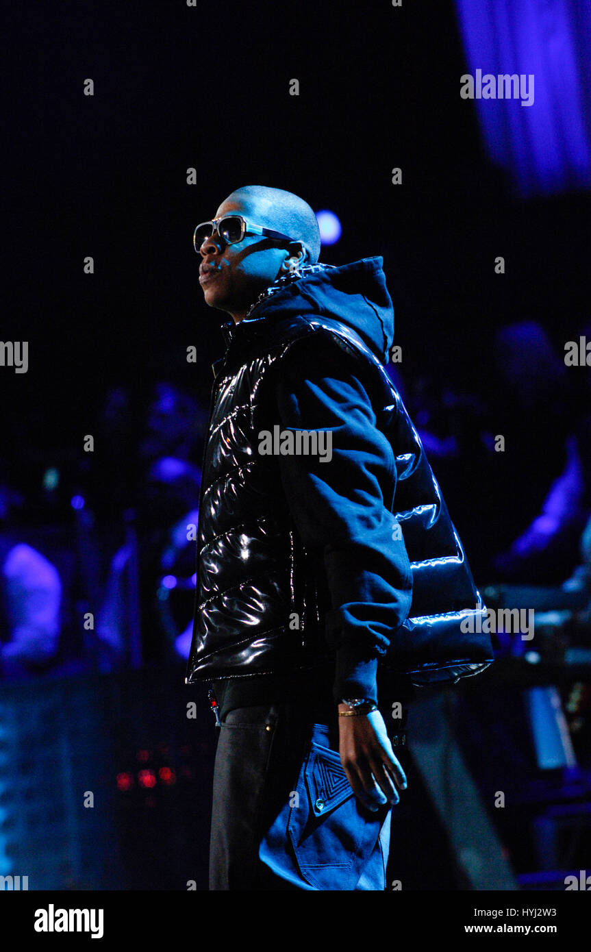 Rapper Shawn Carter aka JayZ performing at the Verizon Wireless Amphitheatre in Irvine Stock