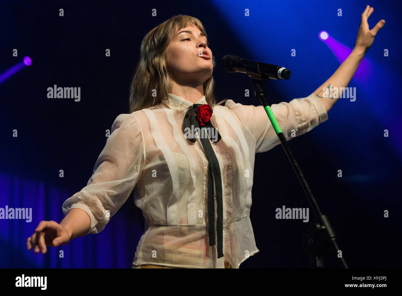 Milan, Italy. 03rd Apr, 2017. The American singer-songwriter and actress LAUREN RUTH WARD performs live on stage at Alcatraz opening the show of her girlfiend Laura Pergolizzi better known on stage as LP Credit: Rodolfo Sassano/Alamy Live News Stock Photo