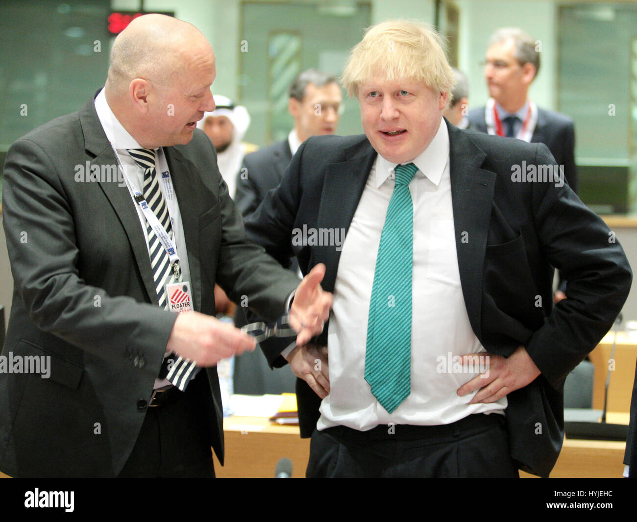 Brussels, Belgium. 05th Apr, 2017. Roundtable of Ministers, Ambassadors and State Secretary in support of Syria and the region, doorstep of UK Secretary of State for Forein Affairs Boris Johnson Credit: Leo Cavallo/Alamy Live News Stock Photo
