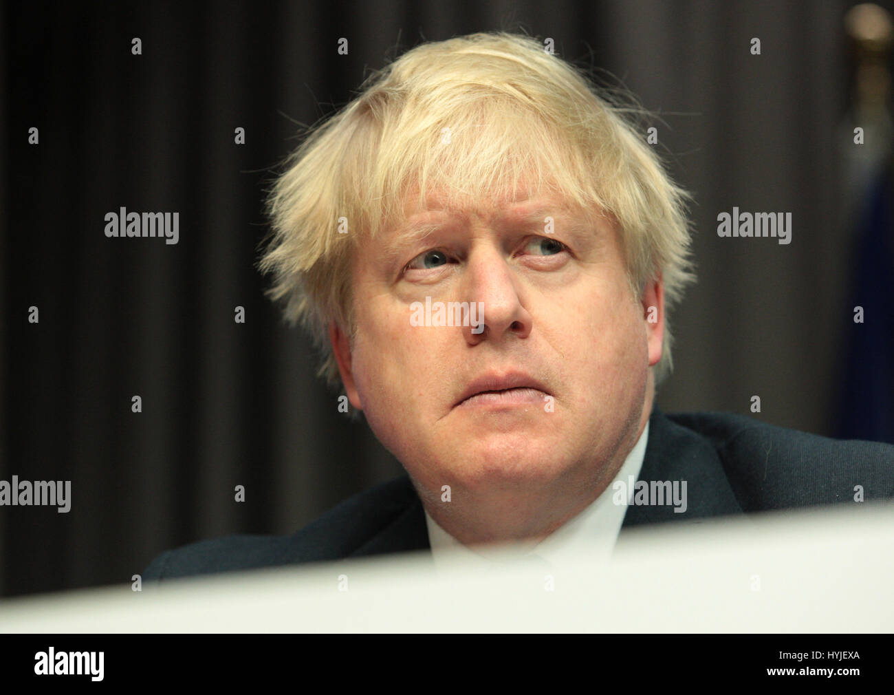 Brussels, Belgium. 05th Apr, 2017. Roundtable of Ministers, Ambassadors and State Secretary in support of Syria and the region, press conference of UK Secretary of State for Forein Affairs Boris Johnson Credit: Leo Cavallo/Alamy Live News Stock Photo