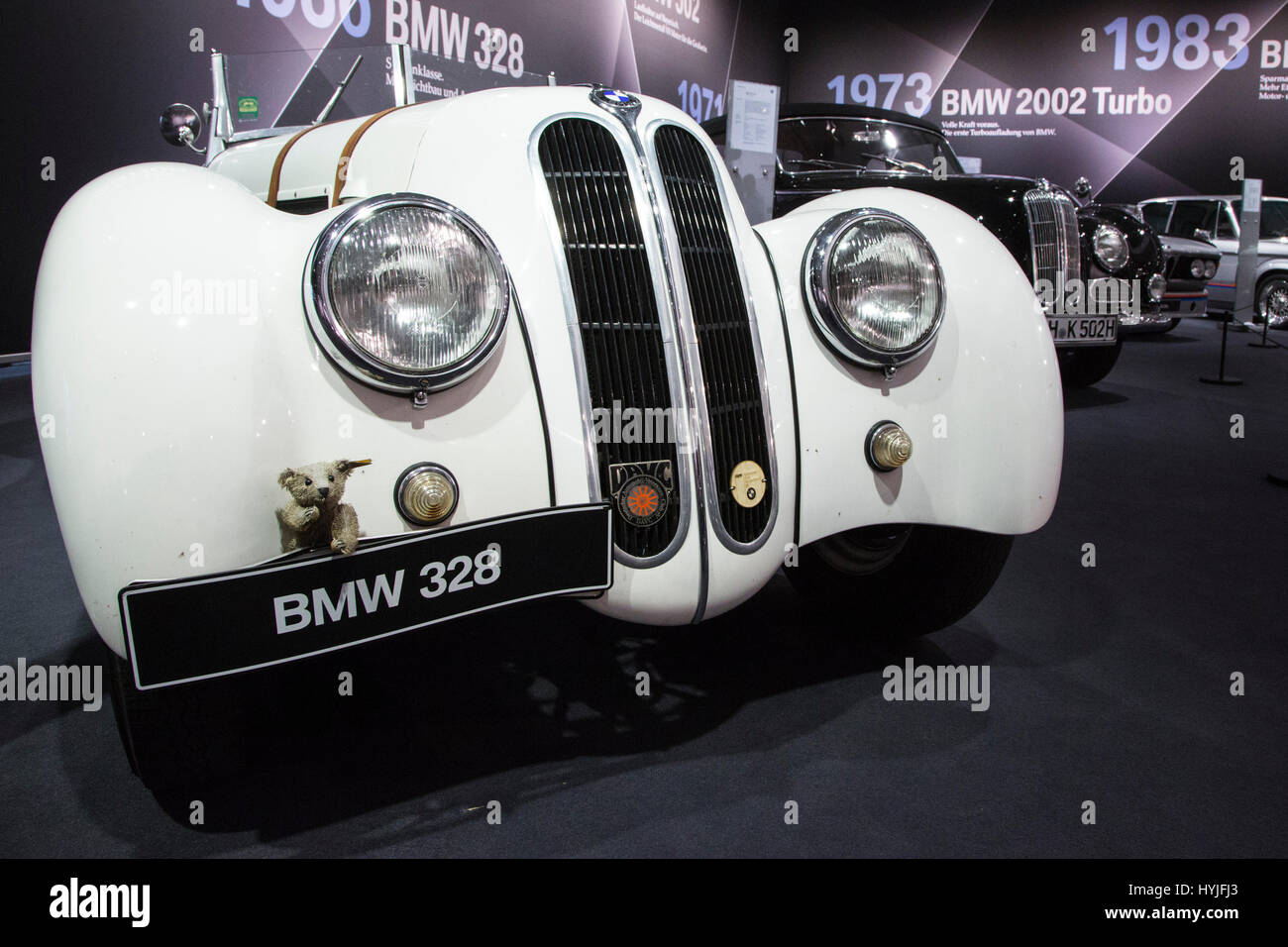 Essen, Germany. 5th Apr, 2017. A 1936 BMW 328. Press preview of the 29th Techno-Classica motor show in Essen, show for vintage, classic and prestige cars and motor sports. The motor show runs from 5 to 9 April 2017. Credit: OnTheRoad/Alamy Live News Stock Photo