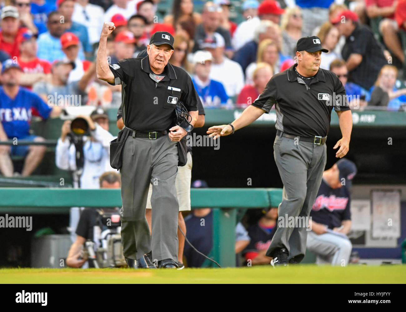 APR 03, 2017 MLB umpire Mike Winters 33 makes a call of out after he