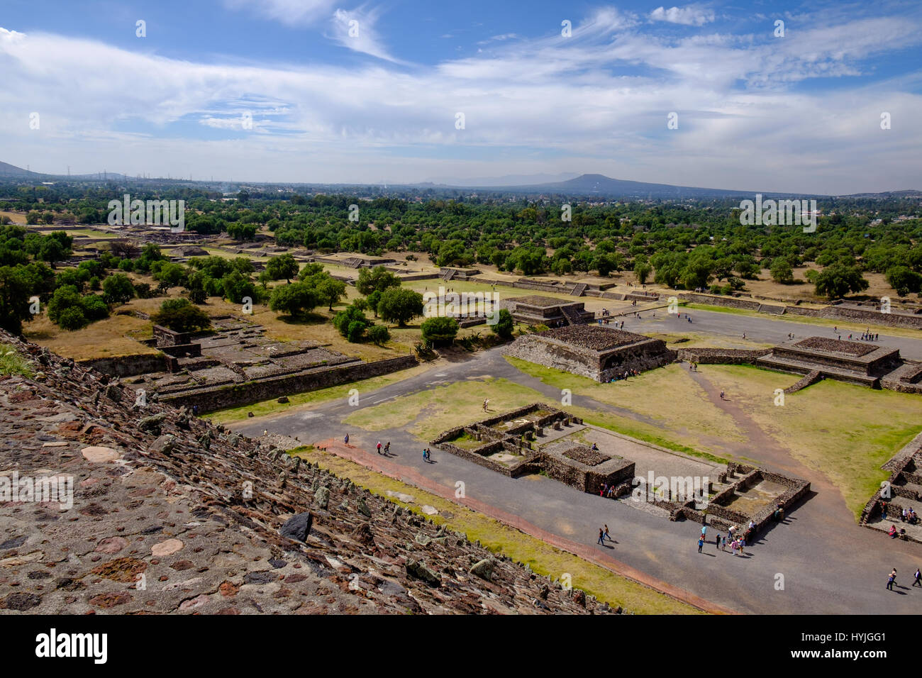 Scenic view of Avenue of dead in Teotihuacan, Mayan pyramids near Mexico city, Mexico Stock Photo