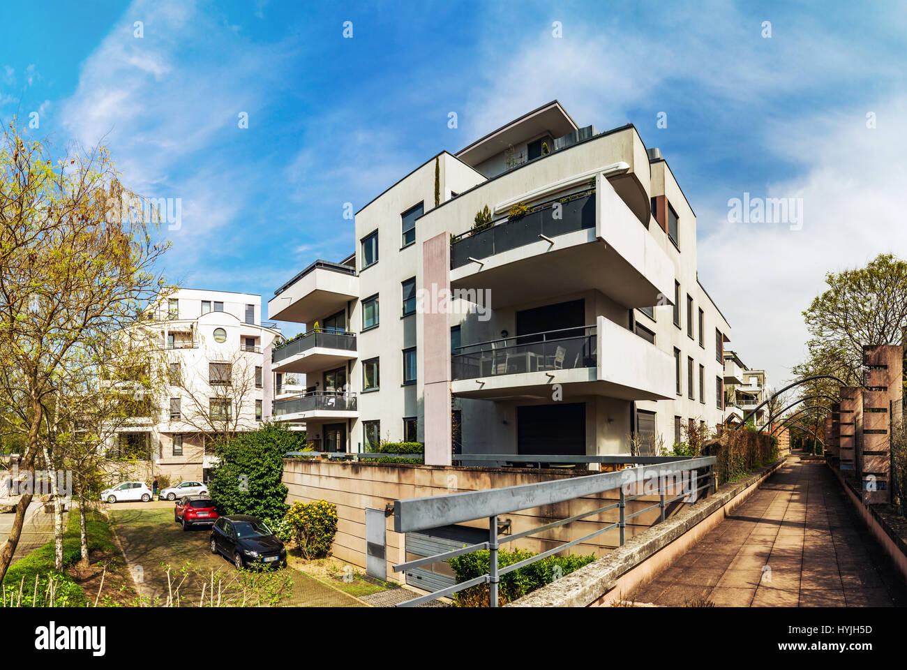 New modern apartment building in Strasbourg, France, springtime Stock