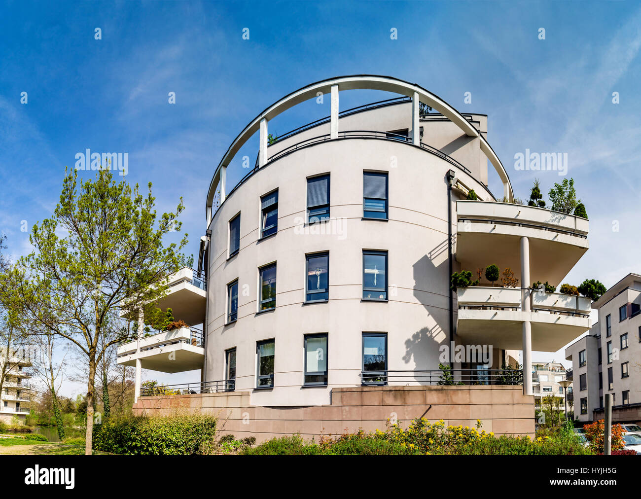 New modern apartment building in Strasbourg, France, springtime Stock Photo Alamy