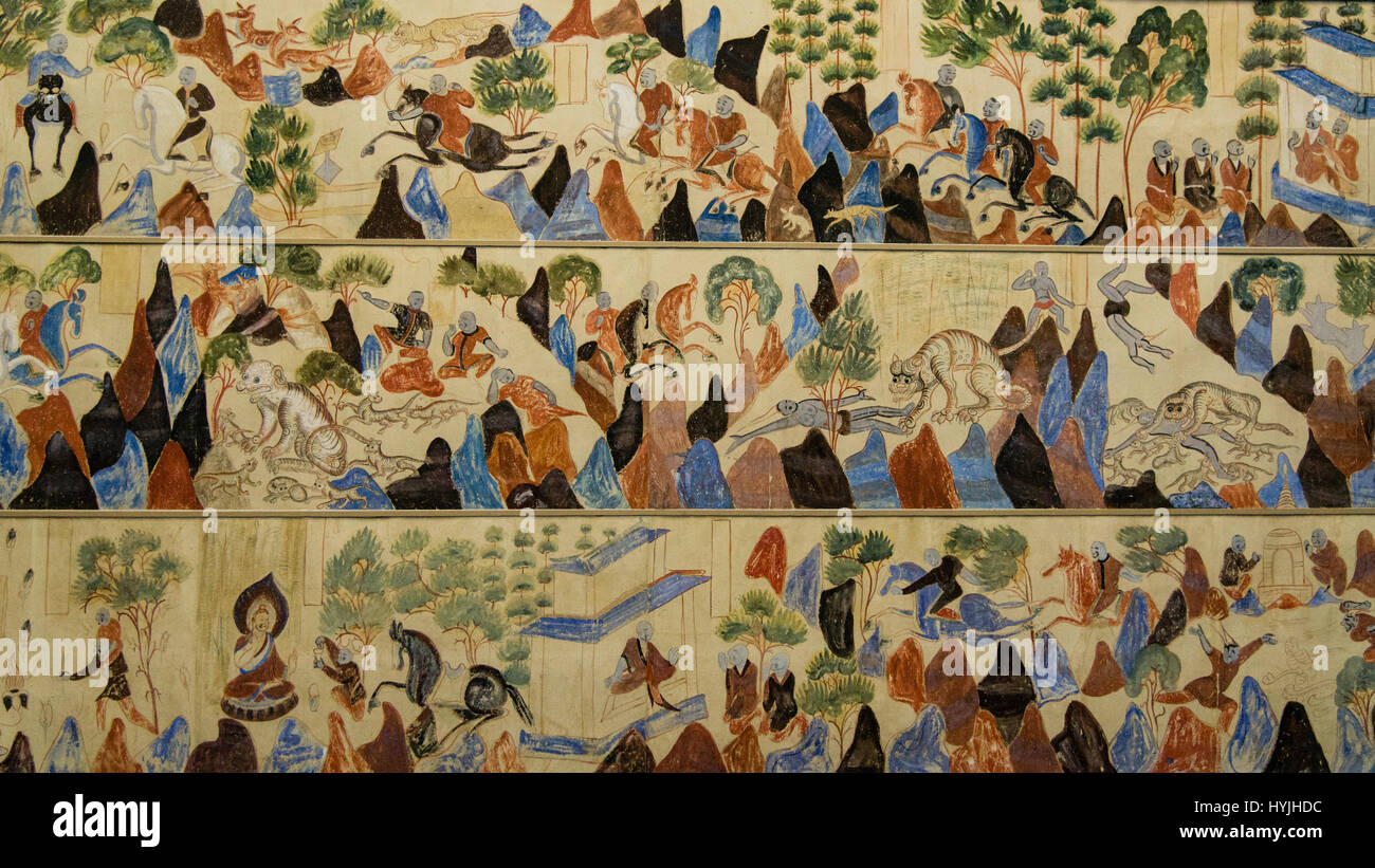 replica of the Dunhuang Murals Stock Photo