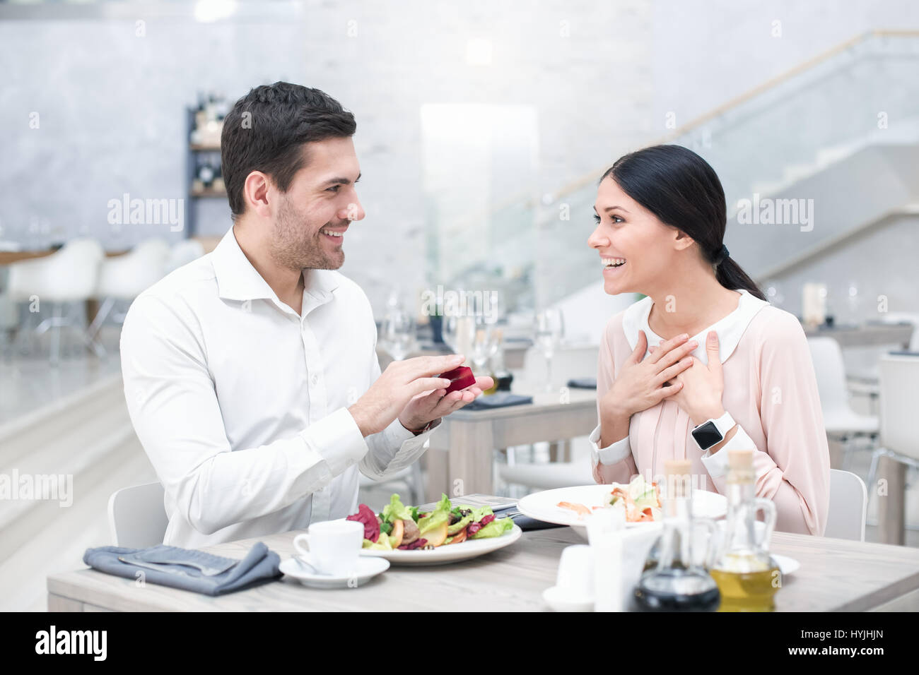 Romantic date in luxury restaurant Stock Photo Alamy