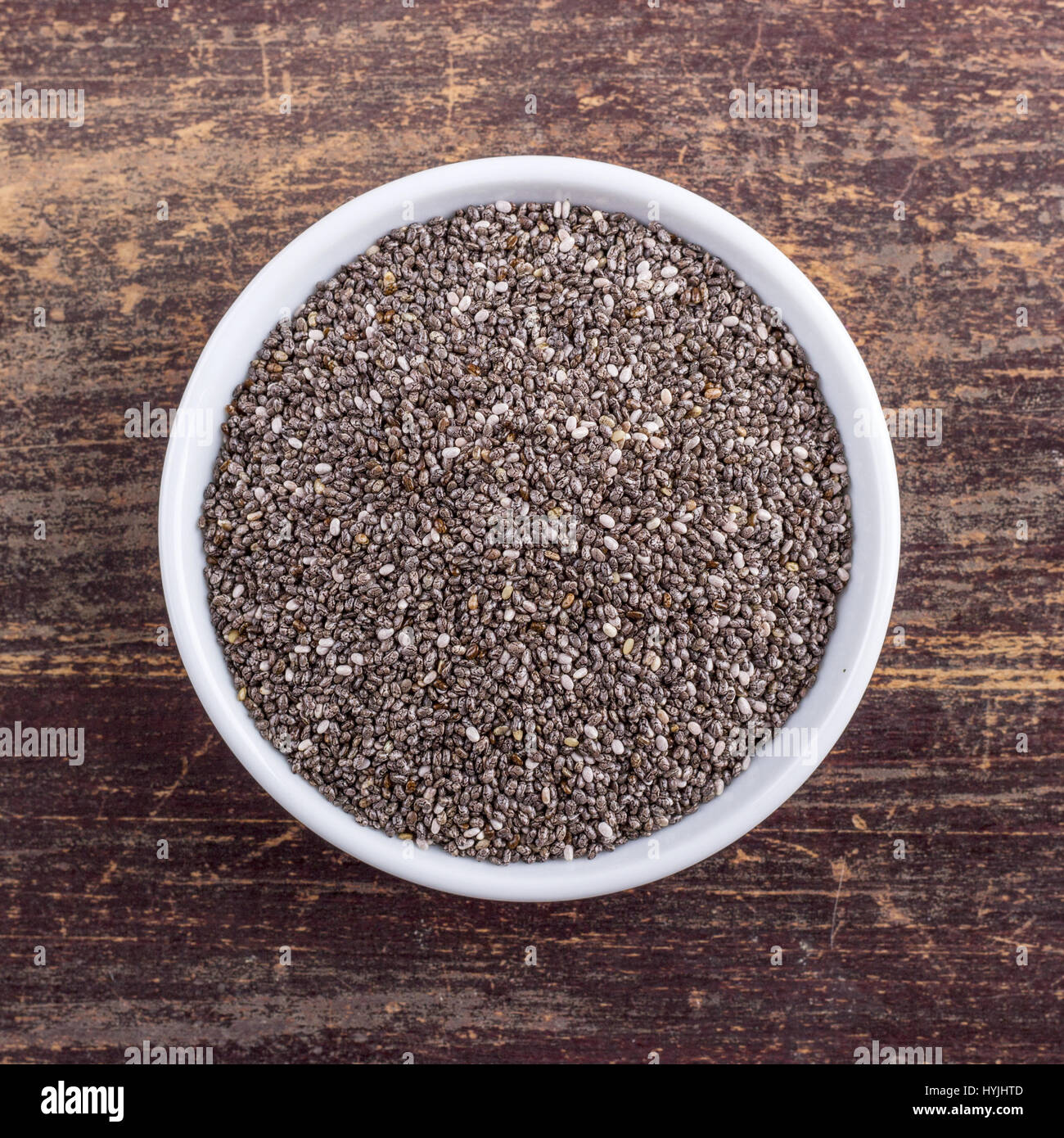 Porcelain dish with chia seeds Stock Photo