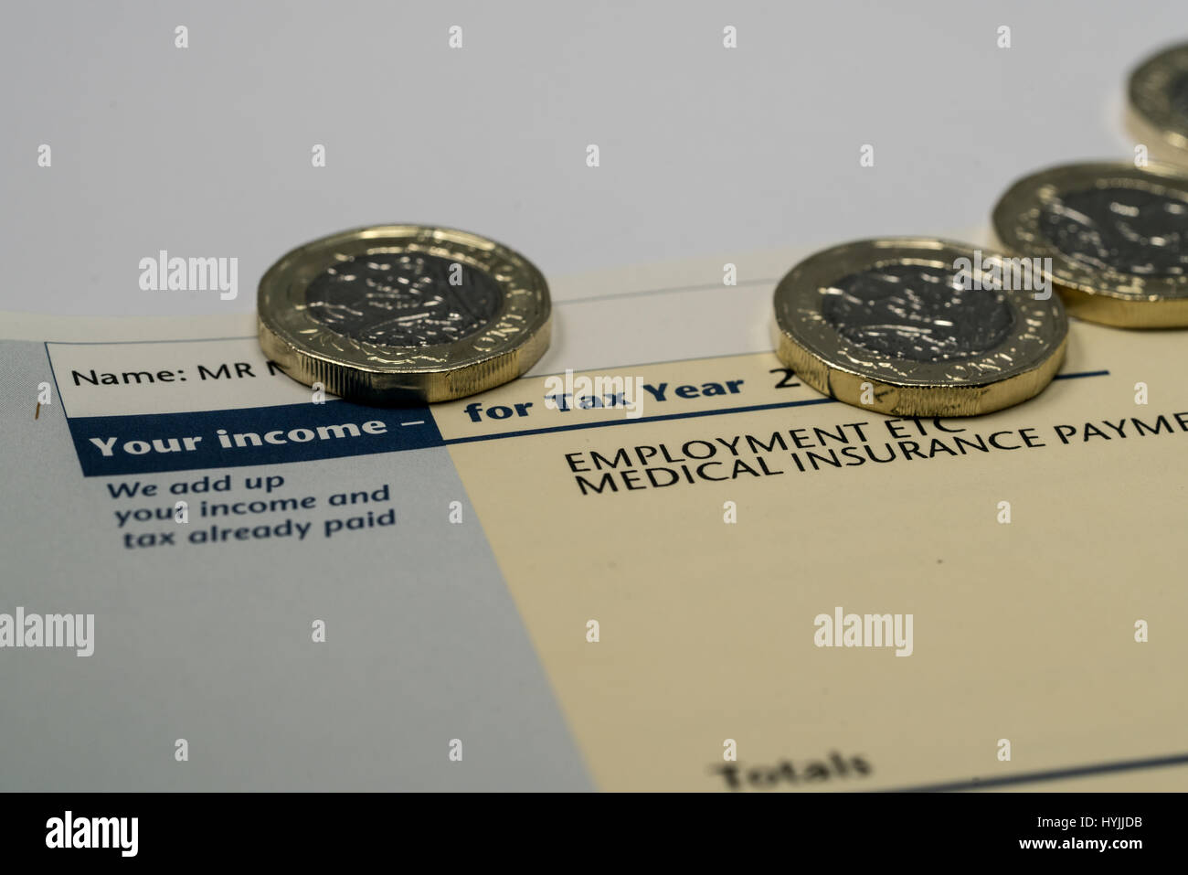 Personal income statement showing income and tax figures for UK tax ...