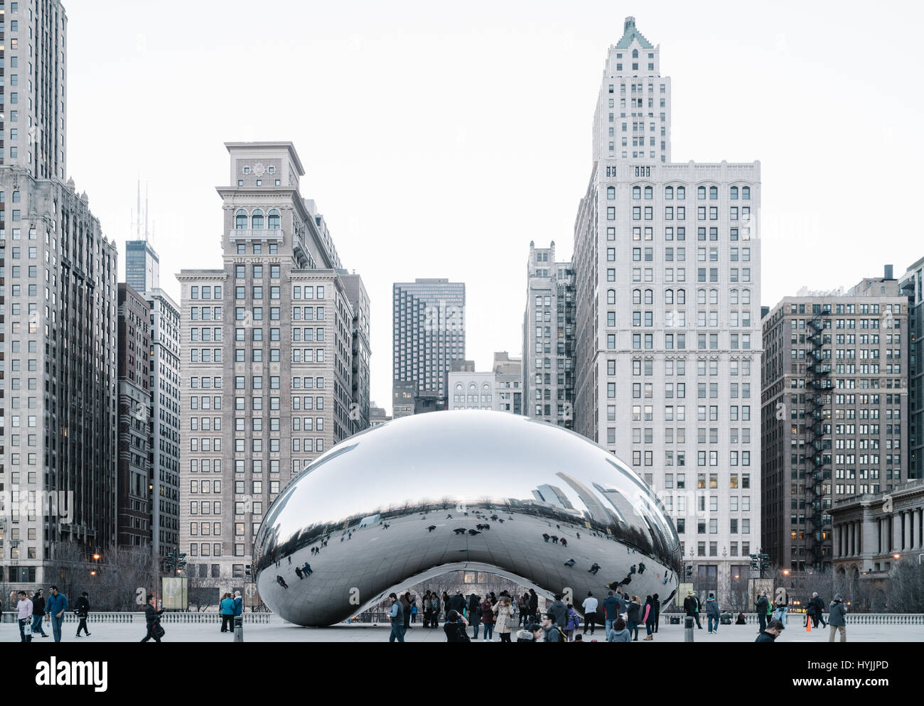 Cloud Gate is a public sculpture by Indian-born British artist Anish Kapoor, it sits in the Millennium Plaza Stock Photo