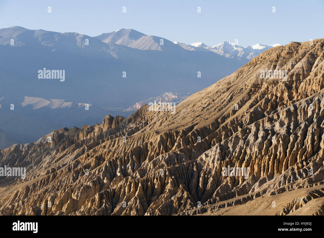 Nepal, Mustang trek, Paha, landscape of eroded cliffs Stock Photo