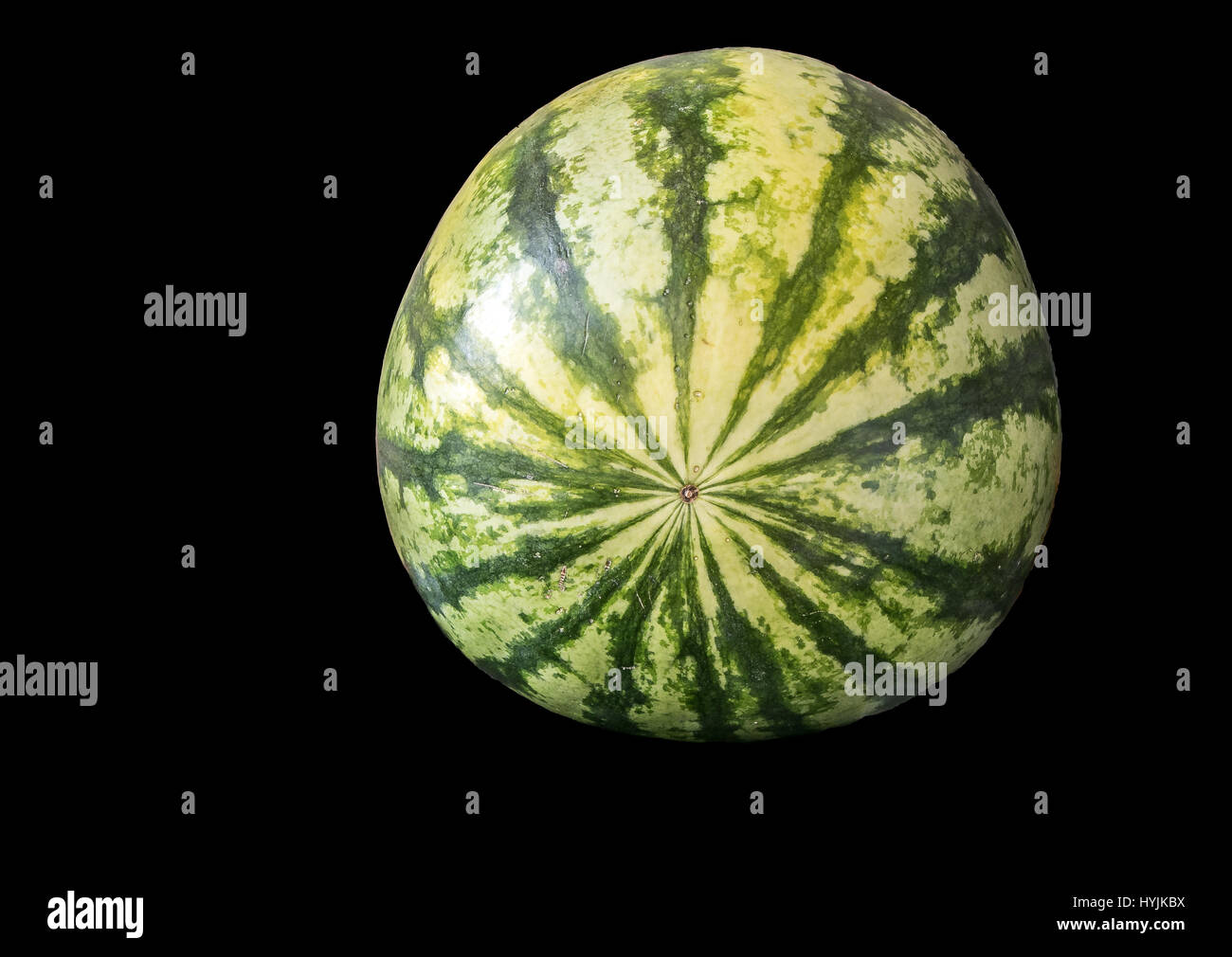 Whole watermelon isolated on black background Stock Photo