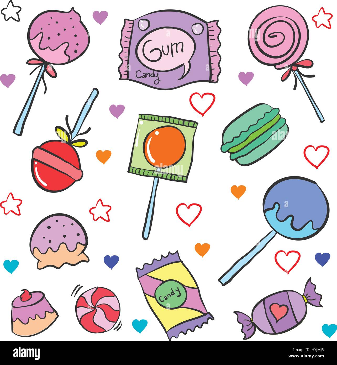 Candy various cartoon doodle style Stock Vector Image & Art - Alamy