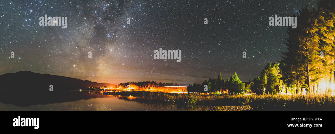 Tekapo Milky Way Panoramic Stock Photo - Alamy