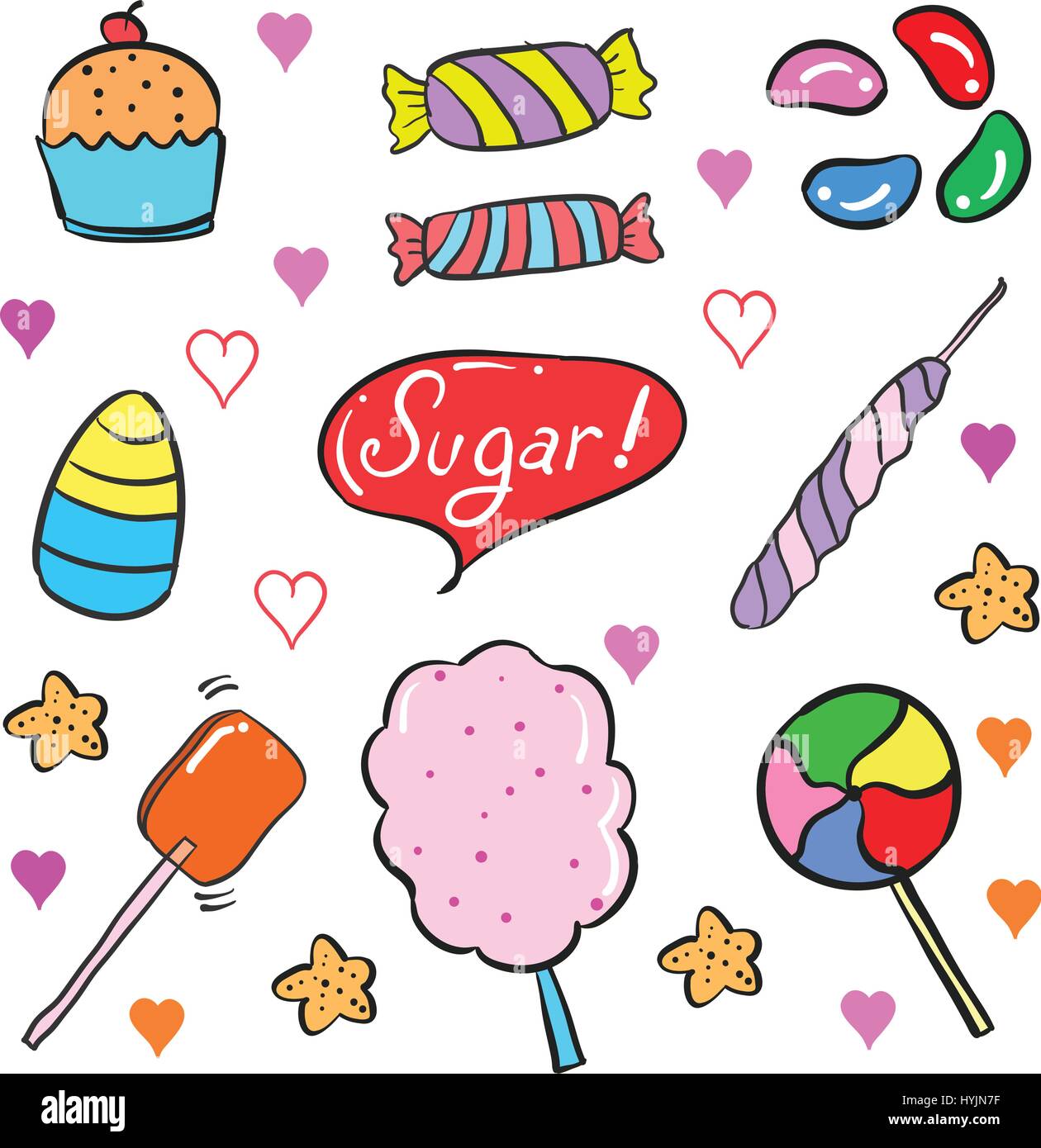 Vector illustration of candy doodle style Stock Vector Image & Art - Alamy