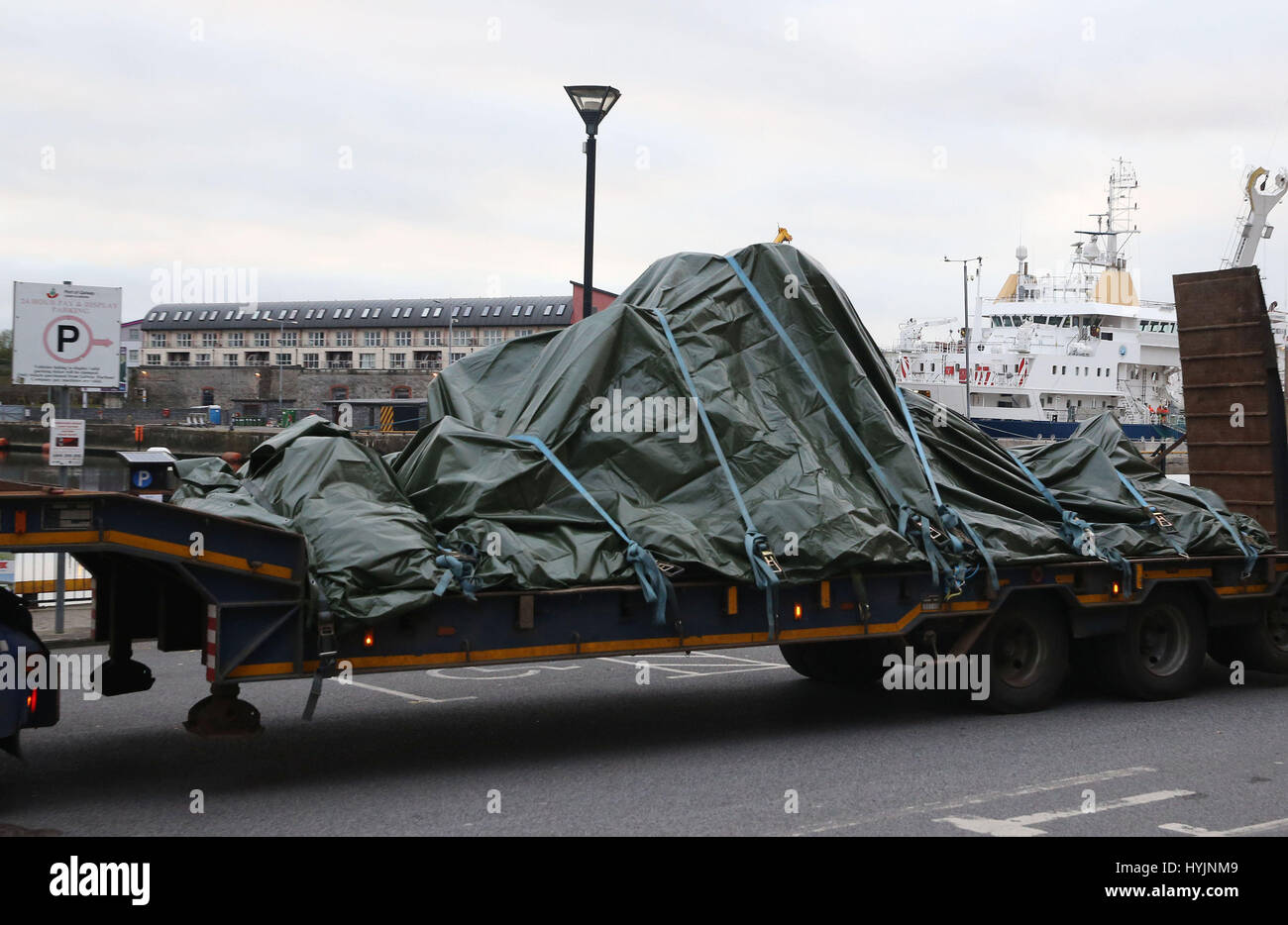 The wreckage of the Irish Coast Guard helicopter, callsign Rescue 116, which crashed off the