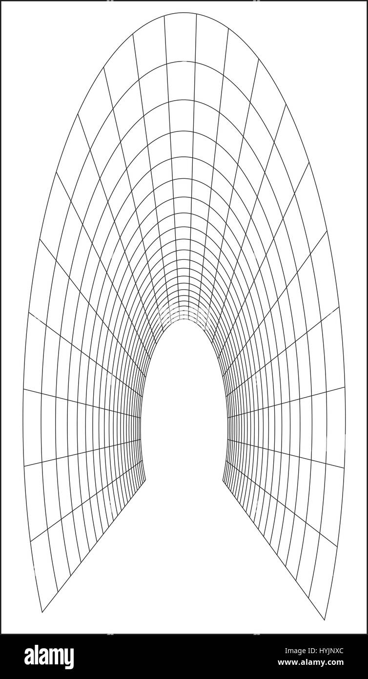 Prospective black arch of the grid lines on a white background Stock Vector