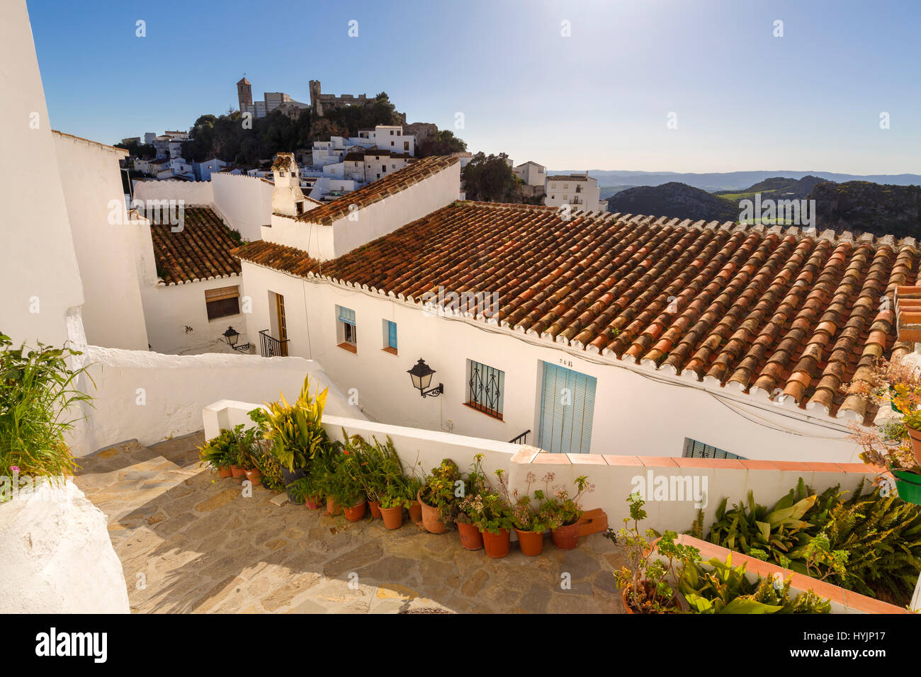 White village of Casares, Malaga province Costa del Sol. Andalusia Southern Spain, Europe Stock Photo