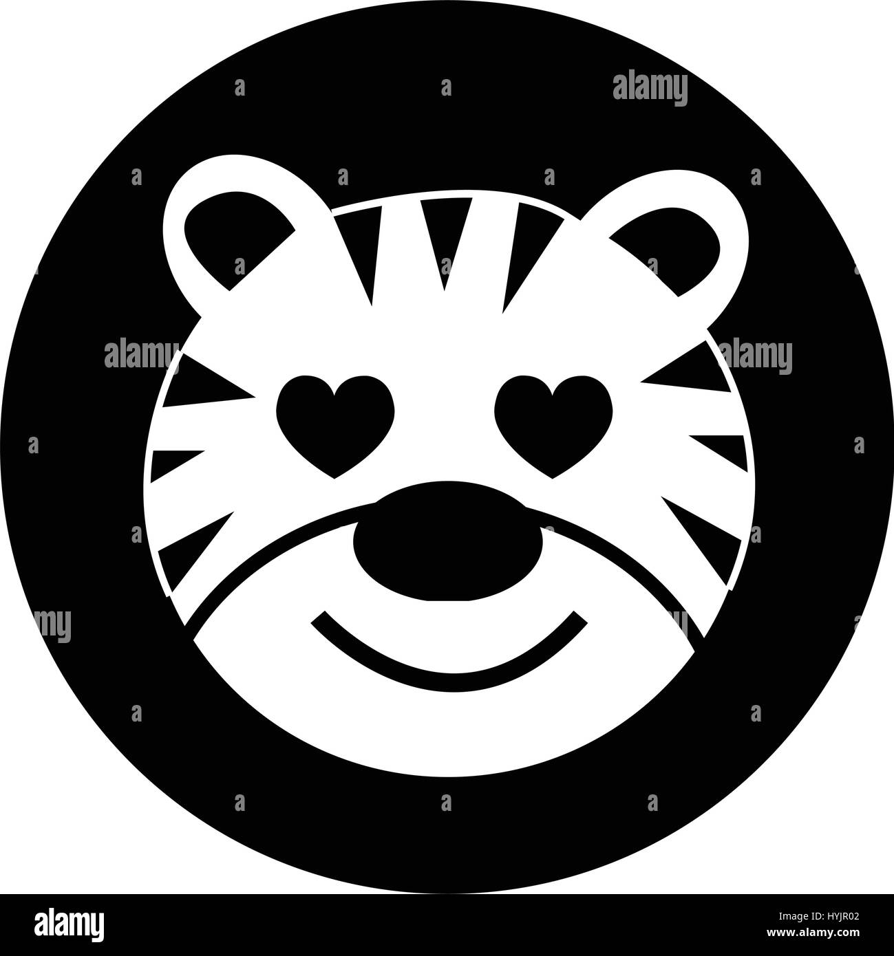 Tiger face emotion icon illustration Black and White Stock Photos ...