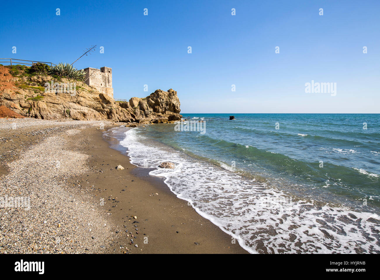 Torre de la Sal or Salto de la Mora. Beach Playa Ancha, Casares. Malaga province Costa del Sol. Andalusia Southern Spain, Europe Stock Photo
