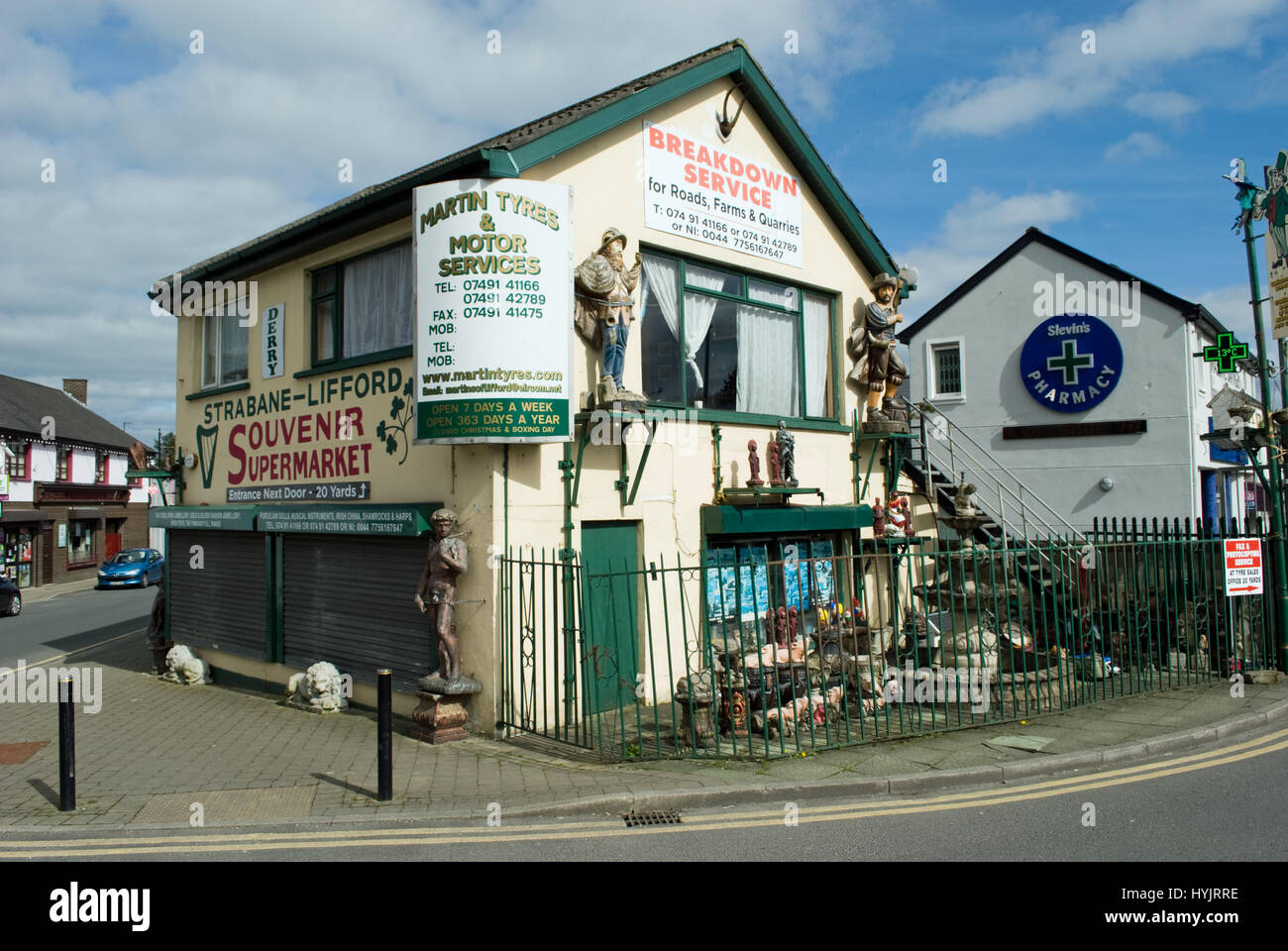 The iconic 'Souvenir Supermarket' in border town of Lifford, County Donegal. Stock Photo