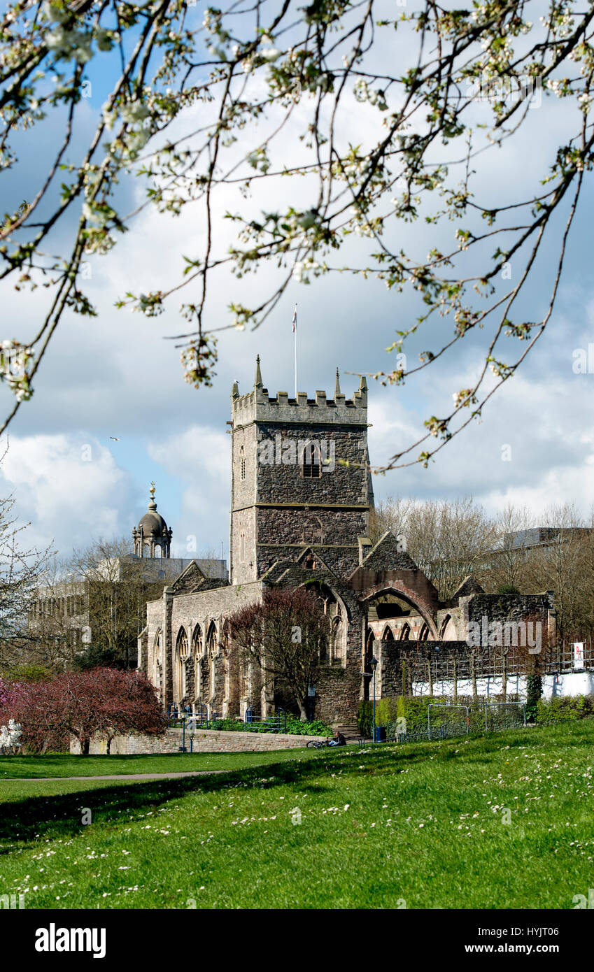 Castle Park and St. Peter`s Church in spring, Bristol, UK Stock Photo ...