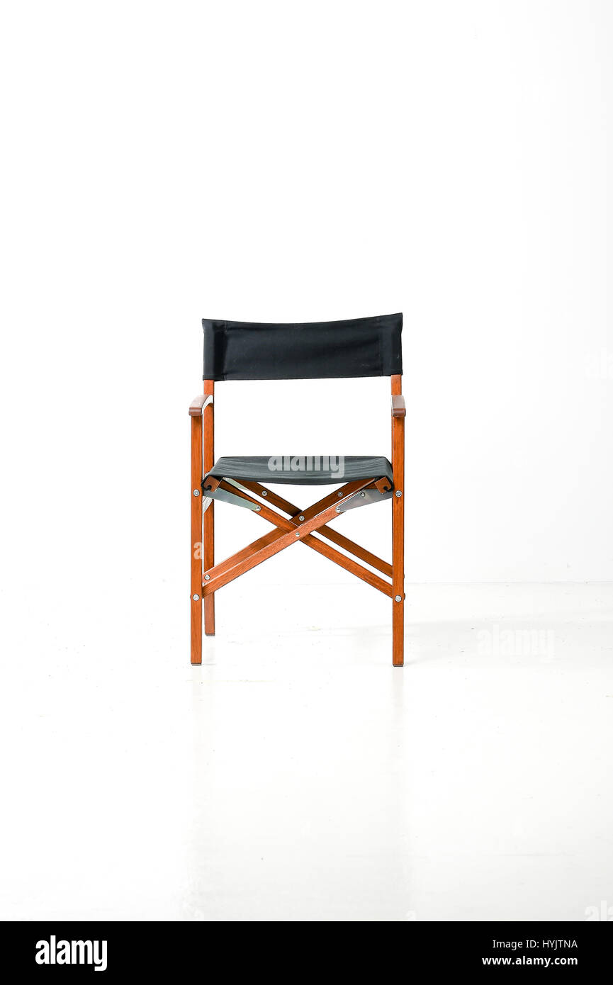 Black Directors Chair isolated on white background Stock Photo Alamy