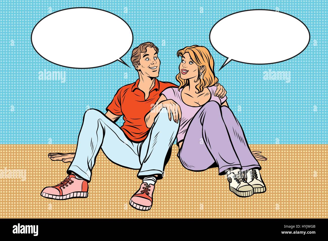 young couple man and woman talking Stock Vector Image & Art - Alamy