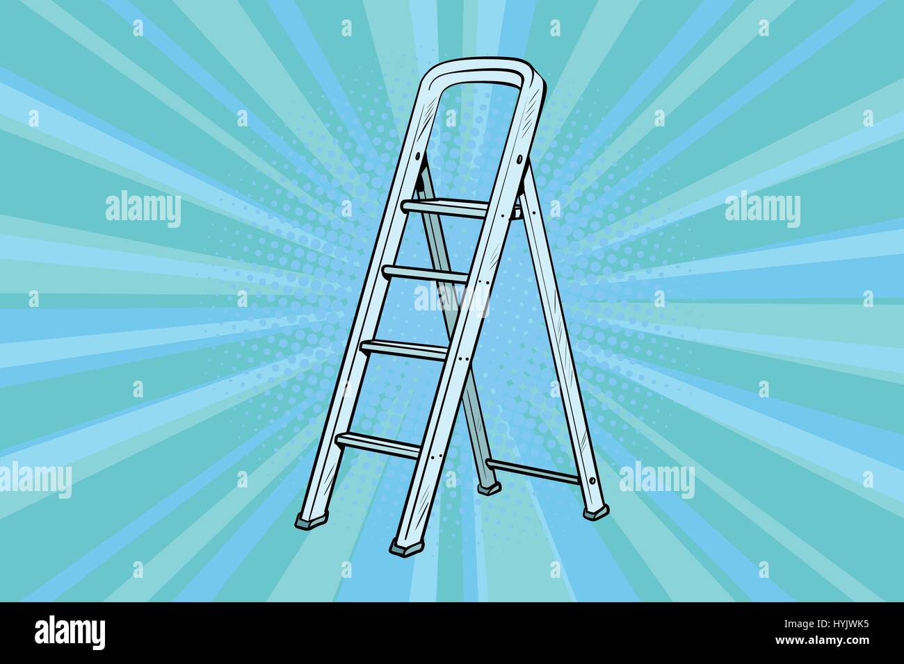 Aluminum ladder for repairs in the house Stock Vector