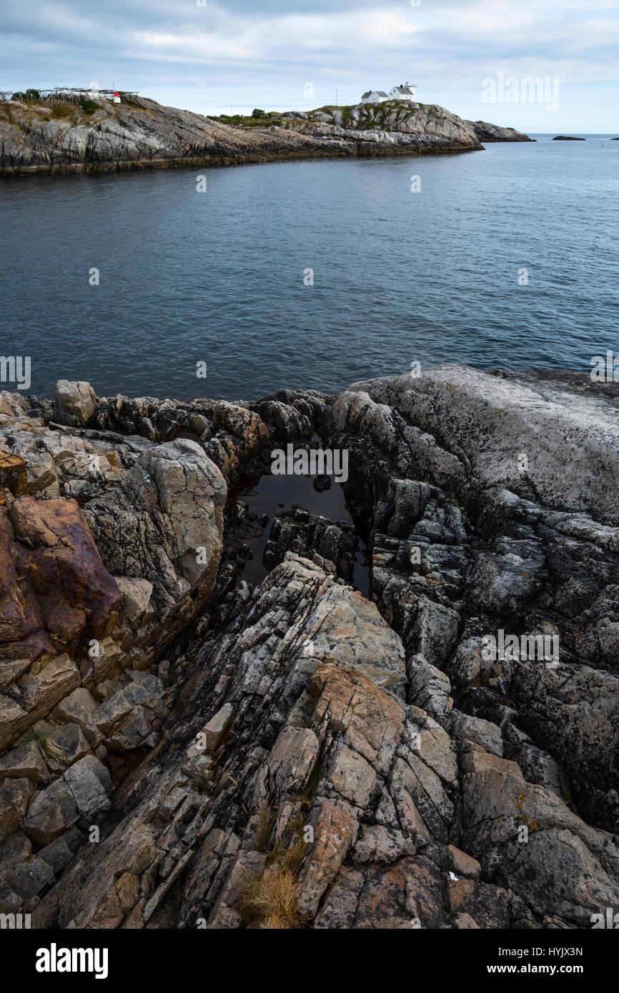 Europe,Norway,Lofoten,Henningsvaer,seascapes of rocks and mountains Stock Photo
