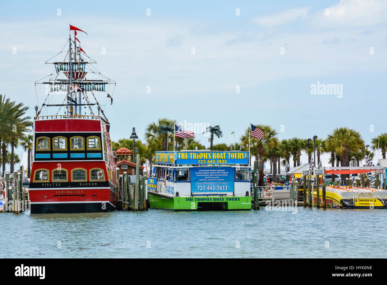 Commercial boats docked at the Clearwater Beach, Florida, Marina