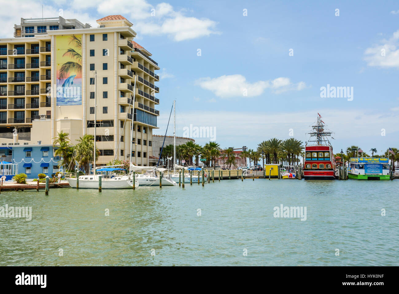 Commercial boats docked at the Clearwater Beach, Florida, Marina
