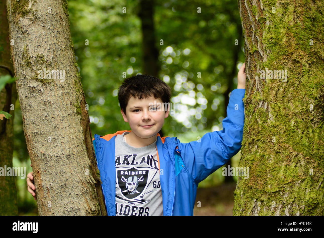 young boy enjoying a day out Stock Photo