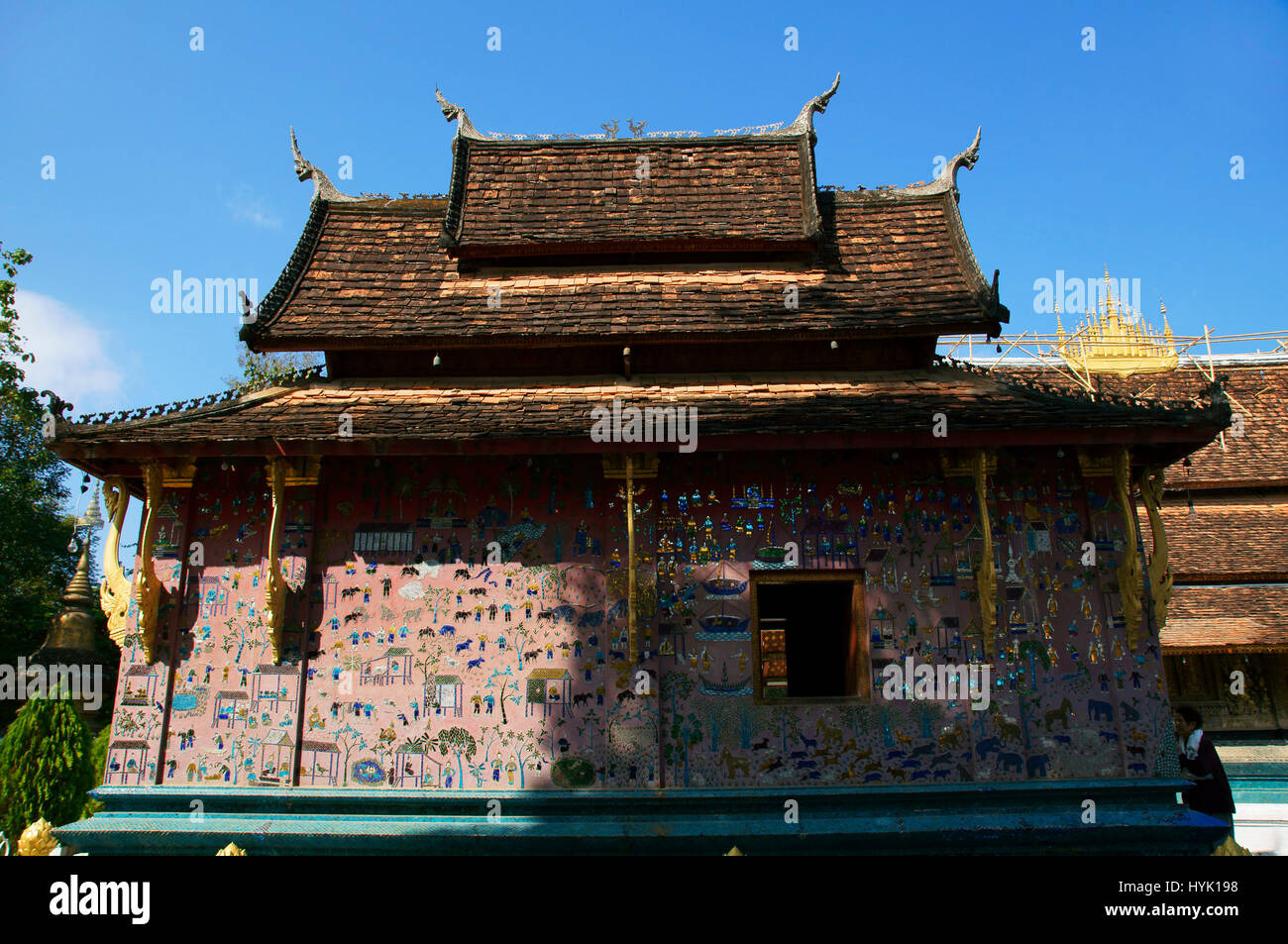 The Red Chapel at Wat Xieng Thong, Luang Prabang Stock Photo