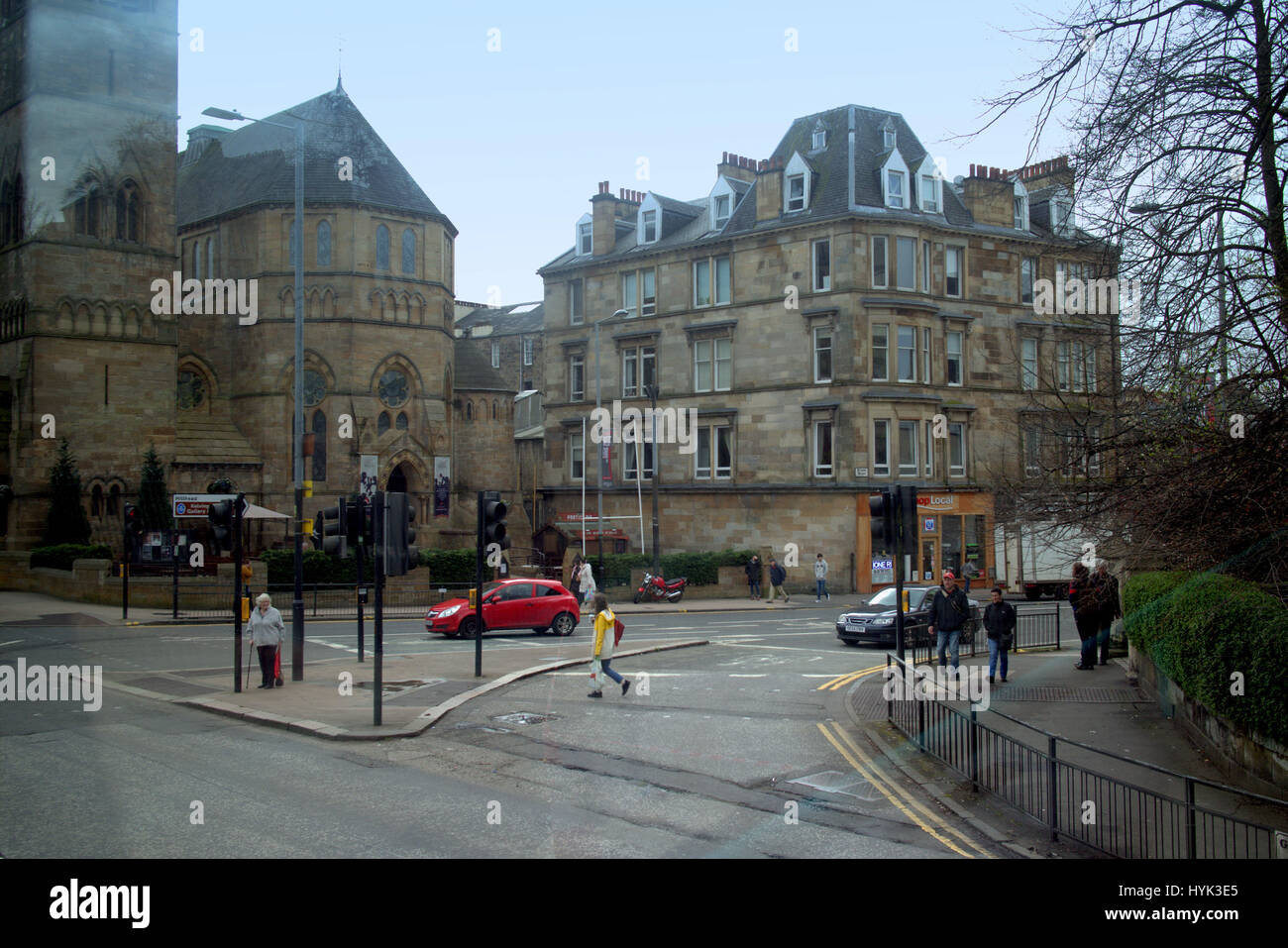 Great Western Road at Byres Road Glasgow Scotland street scene high