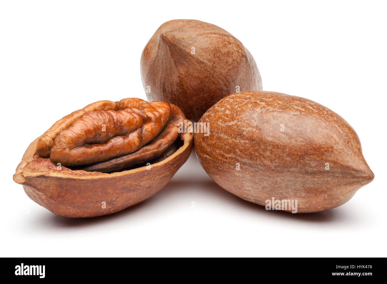 Closeup of pecan nuts, isolated on the white background, clipping path included. Stock Photo