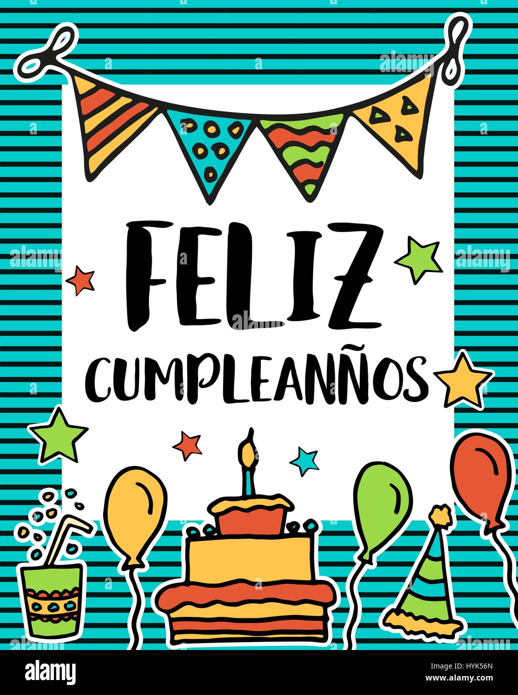 Feliz cumpleanos, happy birthday in spanish language, poster Stock Vector Image & Art - Alamy